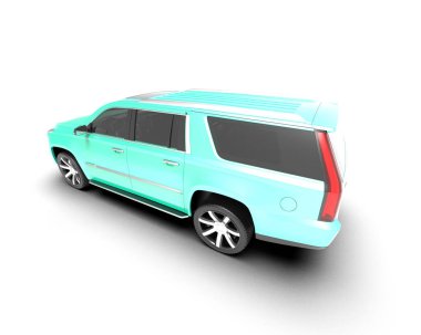 Küçük arabalı bir araba. beyaz arkaplanda izole