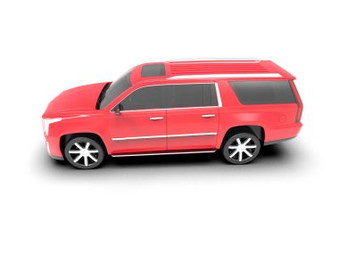 kırmızı araba beyaz arkaplanda izole edildi