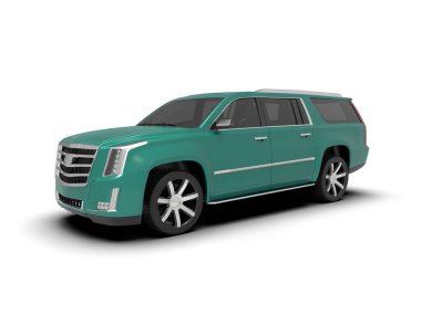 Yeşil modern araba beyaz arka planda izole edilmiş. 3d oluşturma