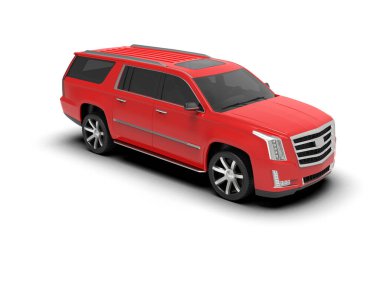 Kırmızı arabalı lüks iş arabası - beyaz izole edilmiş kenar görüş