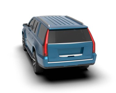 mavi küçük araba beyaz arkaplanda izole edildi