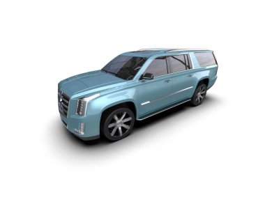 Arka planda lüks bir araba var. 3D görüntüleme - illüstrasyon