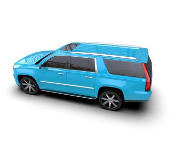 mavi araba beyaz arkaplanda izole edildi