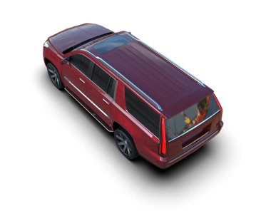 Kırmızı iş arabası beyaz arkaplanda izole edildi