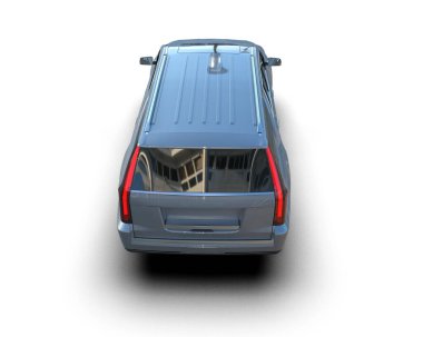 Beyaz arka planda bir arabanın 3 boyutlu resmi