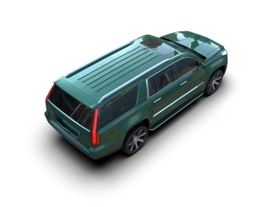 Beyaz arka planda izole edilmiş yeşil lüks araba. 3d oluşturma.