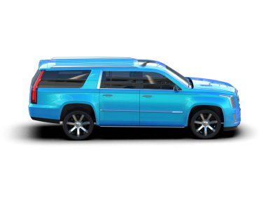 Beyaz arka planda mavi lüks SUV