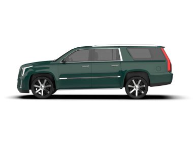 yeşil lüks araba beyaz arka planda izole edilmiş.