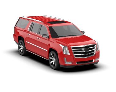 Beyaz arka planda modern kırmızı lüks SUV. 3d oluşturma