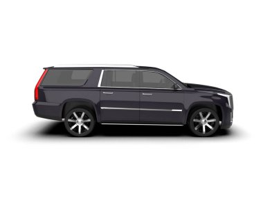 Siyah lüks SUV beyaz arka planda izole edilmiş 3 boyutlu görüntüleme