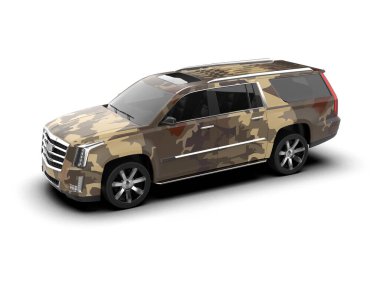 Beyaz arka planda modern lüks askeri araba..