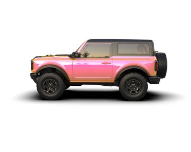 araba pembe renk 3 d görüntüleme izole arkaplan üzerinde.