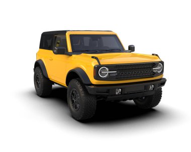 Sarı cip beyaz arka planda izole edilmiş. 3d oluşturma