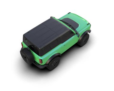 Yeşil çatılı yeşil SUV