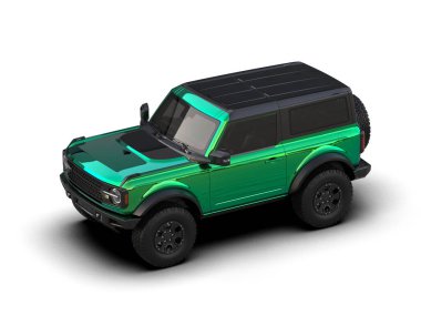 Beyaz arka planda modern bir araba. 3d oluşturma