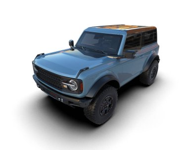 Araba beyaz arka planda izole edilmiş. 3D oluşturuldu.