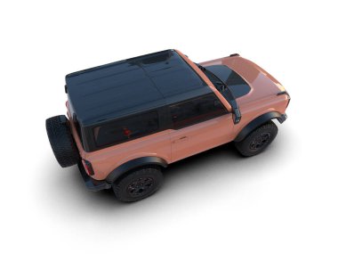 Bir markanın 3 boyutlu görüntülemesi - daha az jenerik SUV beyaz stüdyoda izole edildi