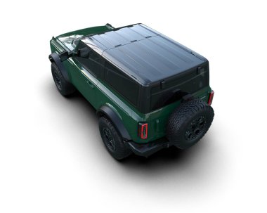 Modern yeşil spor araba. Tasarımınız için şehir manzarası. 3d illüstrasyon