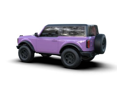 Çamurlu ve tekerlekli mor bir cip. 3 Boyutlu Hazırlama