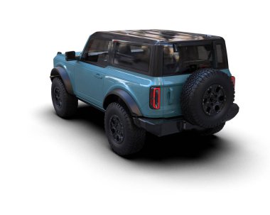 Beyaz arka planda spor için mavi, modern bir SUV. 3d oluşturma.