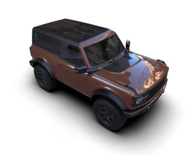 Beyaz arka planda modern küçük spor jip. 3d oluşturma