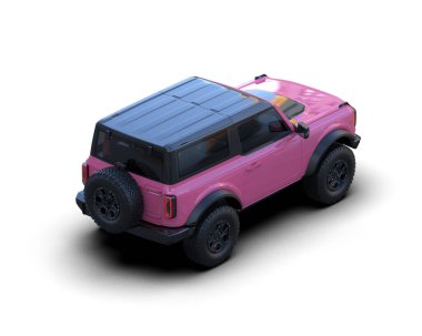 Beyaz arkaplanda izole edilmiş küçük siyah bir arabanın 3 boyutlu görüntüsü