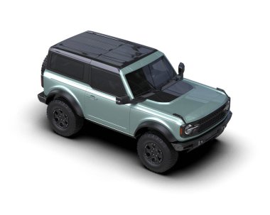 Yeşil bir araba için SUV. 3d oluşturma.