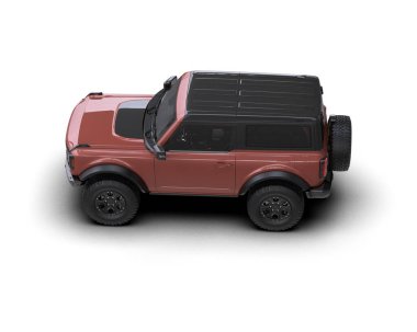 Modern araba arka planda izole edilmiş. 3D görüntüleme - illüstrasyon