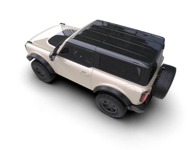 SUV beyaz arka planda izole edildi. 3D görüntüleme.