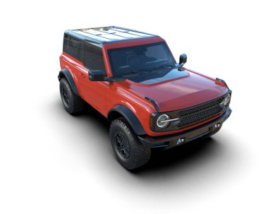 kırmızı jip ve küçük bir vücut.