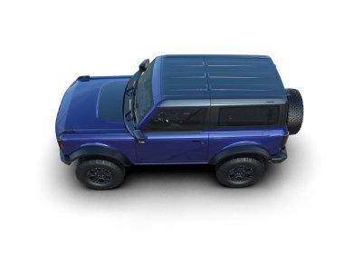 Siyah arka planı olan mavi bir SUV