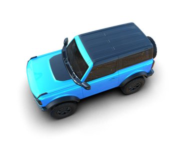 Beyaz zemin üzerinde 3D render mavi araba