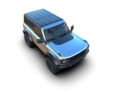 Beyaz arkaplandaki bir SUV 'un 3 boyutlu görüntülemesi