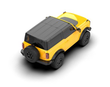 Beyaz arka planda modern küçük araba. 3 Boyutlu Hazırlama