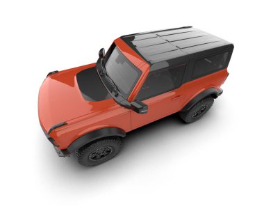 SUV arabası beyaz arka planda izole edildi. 3D görüntüleme - illüstrasyon