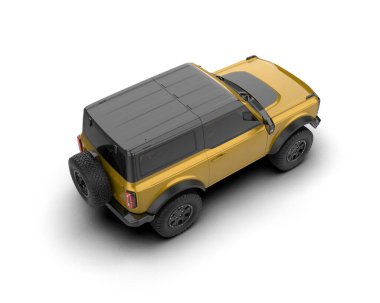 Beyaz arka planda izole edilmiş modern sarı araba - 3 boyutlu illüstrasyon