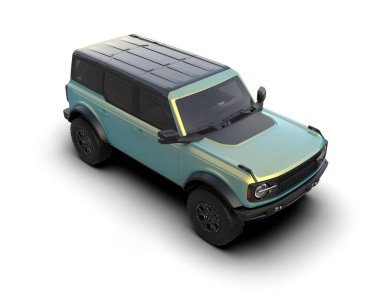 Araba beyaz arka planda izole edilmiş. 3D görüntüleme - illüstrasyon