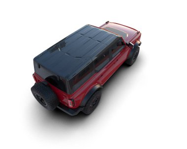 Tasarımın için siyah çizgileri olan kırmızı kamyonet..