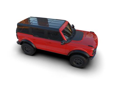 SUV beyaz arka planda izole edildi. 3D görüntüleme - illüstrasyon