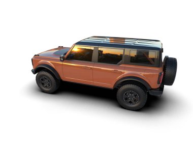 Modern SUV arabası beyaz arka planda izole edilmiş. 3d illüstrasyon.