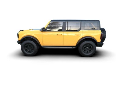 SUV aracı beyaz arka planda izole edildi. 3 Boyutlu Hazırlama