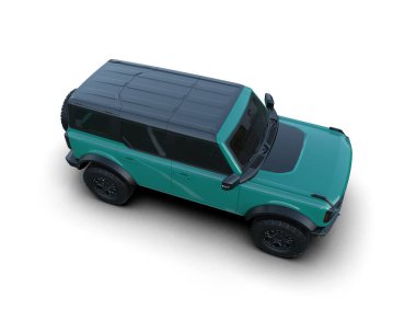 Yeşil modern araba beyaz arka planda izole edilmiş. 3d oluşturma.