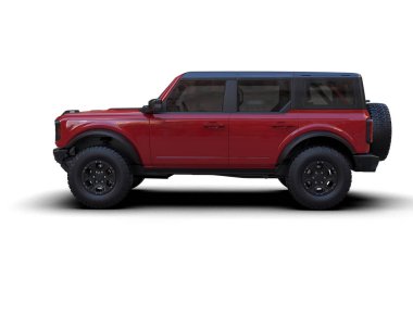 kırmızı modern kamyonet - yukarıdan görünüm