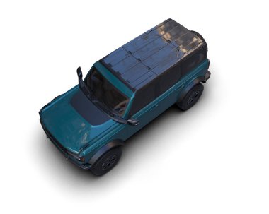 mavi araba beyaz arkaplanda izole edildi