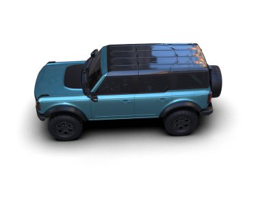 Aracın beyaz arkaplandaki 3 boyutlu görüntülemesi