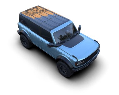 Araç 3 boyutlu çizim. beyaz arkaplandaki araba.