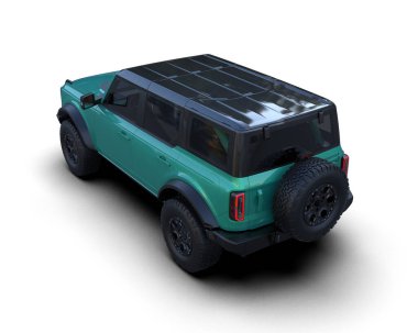 modern yeşil araba kırpma yolu ile beyaz arkaplanda izole