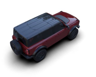 Beyaz arka planda bir araba. 3d oluşturma