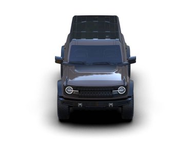 Siyah araba beyaz arka planda izole edilmiş. 3d oluşturma