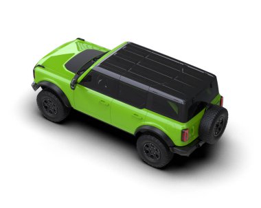 Beyaz arka plan üzerinde izole yeşil modern araba